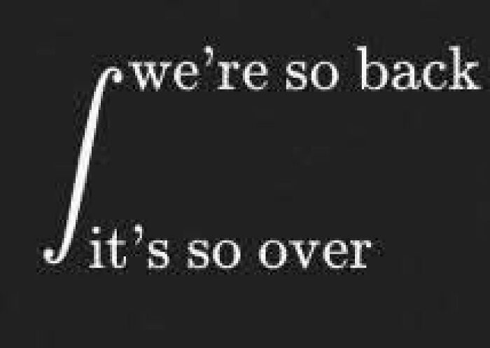 Math integral meme with the phrase we're so back and it's so over, a hilarious educational memes concept.