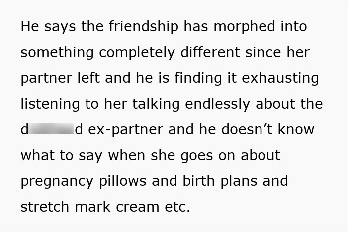 Text excerpt discussing a woman feeling hurt as her partner's first birth support experience won't be with her.