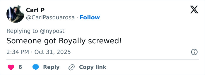 Twitter post by Carl P reacting to Andrew’s title removal influenced by Kate Middleton and Queen Camilla’s female touch.