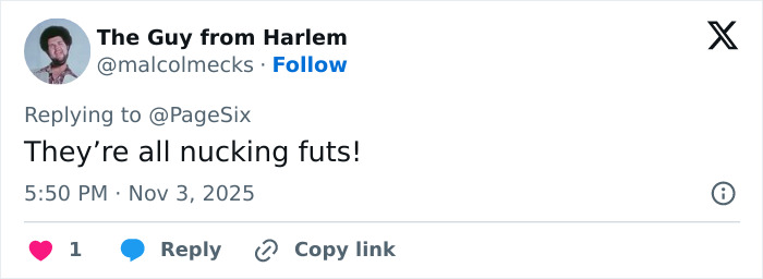 Screenshot of a Twitter reply comment reacting to Lily Allen’s CFDA fashion look sparking online debate.