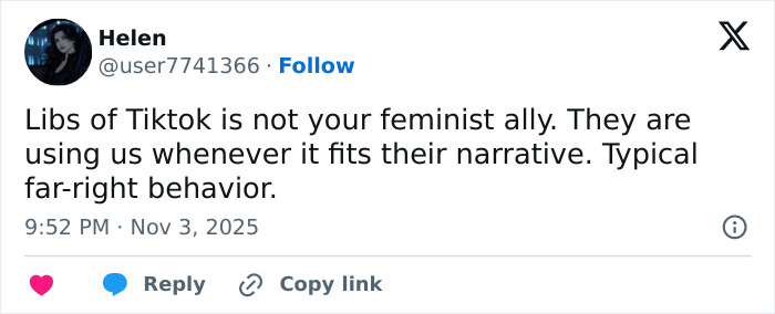 Tweet about feminist allyship and far-right behavior amidst uproar over lesbian confronting alleged trans woman in ladies room at gym. Tweet about feminist allyship and far-right behavior amidst uproar over lesbian confronting alleged trans woman in ladies room at gym.