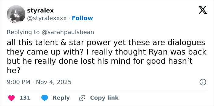 Tweet criticizing the worst scenes from All's Fair, expressing disappointment in dialogue despite star power. Tweet criticizing the worst scenes from All's Fair, expressing disappointment in dialogue despite star power.