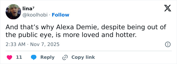Tweet about Alexa Demie’s popularity contrasted with Sydney Sweeney’s jeans scandal sparking public fury. Tweet about Alexa Demie’s popularity contrasted with Sydney Sweeney’s jeans scandal sparking public fury.