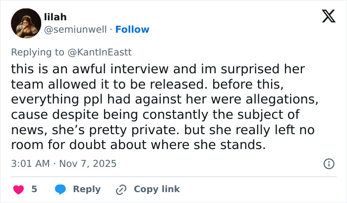 Screenshot of a social media reply criticizing Sydney Sweeney’s interview about jeans scandal sparking public fury. Screenshot of a social media reply criticizing Sydney Sweeney’s interview about jeans scandal sparking public fury.