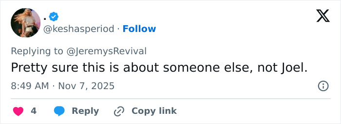 Screenshot of Kesha’s tweet replying to @JeremysRevival, addressing Hilary Duff’s 2000s age-gap relationship controversy.