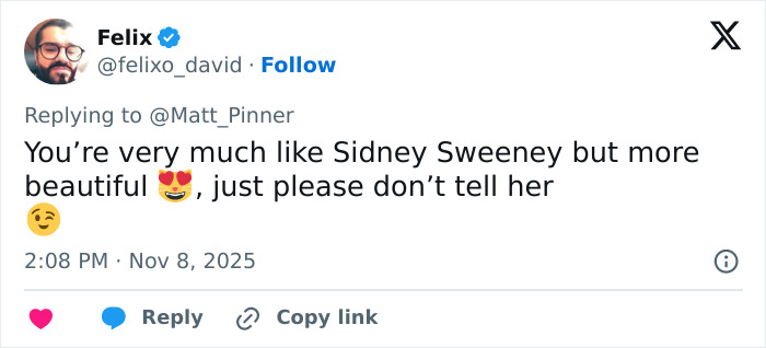 Screenshot of a tweet referencing Sydney Sweeney elevator tweet, sparking a flood of hilarious memes online. Screenshot of a tweet referencing Sydney Sweeney elevator tweet, sparking a flood of hilarious memes online.