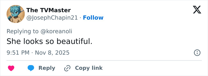 Tweet from The TVMaster praising Millie Bobby Brown, discussing reactions to natural breasts and low-cut dress controversy. Tweet from The TVMaster praising Millie Bobby Brown, discussing reactions to natural breasts and low-cut dress controversy.