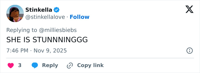 Screenshot of a tweet praising Millie Bobby Brown, related to natural breasts and reactions to her low-cut dress. Screenshot of a tweet praising Millie Bobby Brown, related to natural breasts and reactions to her low-cut dress.