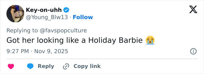 Fan reaction tweet with laughing emoji, commenting on Meghan Trainor's new look related to She Lost Her Bass. Fan reaction tweet with laughing emoji, commenting on Meghan Trainor's new look related to She Lost Her Bass.