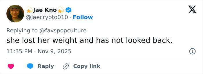 Tweet screenshot showing a user commenting on Meghan Trainor's new look with fan reactions about her change. Tweet screenshot showing a user commenting on Meghan Trainor's new look with fan reactions about her change.