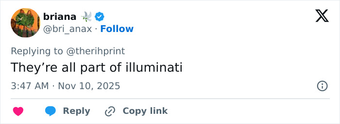Tweet by user briana replying to @therihprint, commenting on Kris Jenner's 70th birthday bash guest list with a conspiracy theory. Tweet by user briana replying to @therihprint, commenting on Kris Jenner's 70th birthday bash guest list with a conspiracy theory.