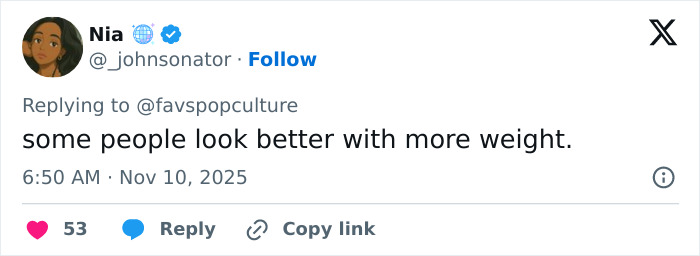 Tweet screenshot showing a fan hilariously reacting to Meghan Trainor's new look with comments about losing her bass. Tweet screenshot showing a fan hilariously reacting to Meghan Trainor's new look with comments about losing her bass.