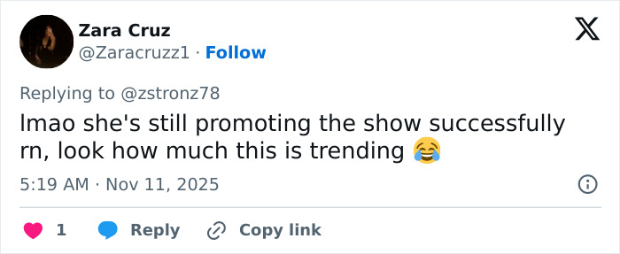 Twitter post discussing Jenna Ortega’s behavior and public concern during Wednesday cast event promotion.
