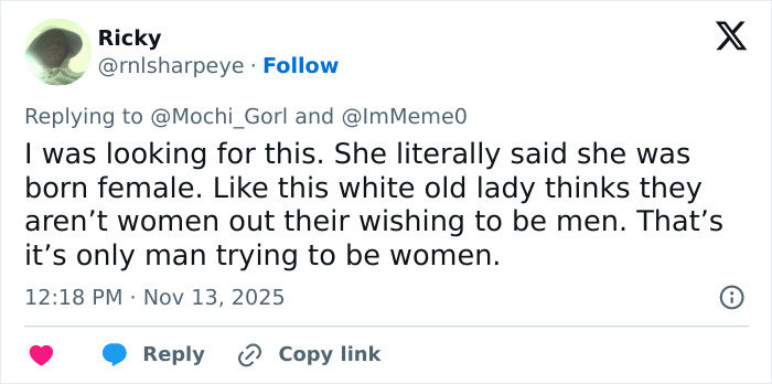 Tweet showing debate over bearded trans man using women’s restroom, highlighting upset woman and ongoing controversy. Tweet showing debate over bearded trans man using women’s restroom, highlighting upset woman and ongoing controversy.