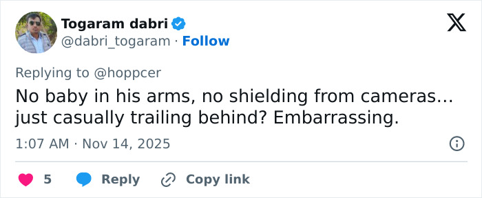 Tweet criticizing Jake Bongiovi for not helping while Millie Bobby Brown tried to protect their baby from cameras. Tweet criticizing Jake Bongiovi for not helping while Millie Bobby Brown tried to protect their baby from cameras.