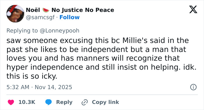 Tweet expressing mixed feelings about Millie Bobby Brown’s independence and fans upset over her legal name change. Tweet expressing mixed feelings about Millie Bobby Brown’s independence and fans upset over her legal name change.