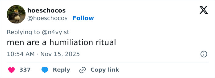 Twitter reply criticizing dating experiences, mentioning humiliation, posted as fans react to Millie Bobby Brown and Jake Bongiovi. Twitter reply criticizing dating experiences, mentioning humiliation, posted as fans react to Millie Bobby Brown and Jake Bongiovi.