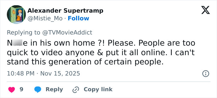 Tweet showing a user criticizing quick video sharing online related to a DoorDash driver recording an undressed customer.