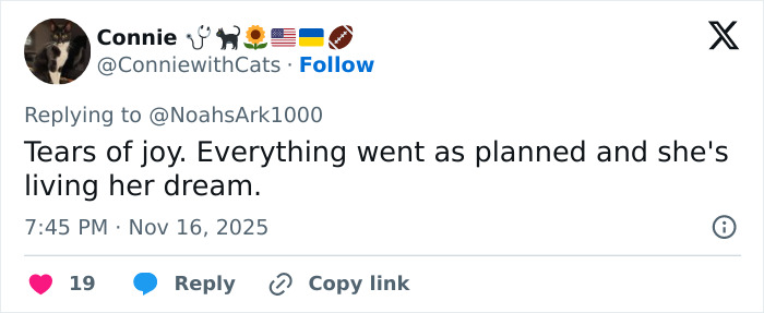 Tweet from user Connie expressing tears of joy and fulfillment, sparking curiosity about Erika Kirk's acting gestures while crying. Tweet from user Connie expressing tears of joy and fulfillment, sparking curiosity about Erika Kirk's acting gestures while crying.