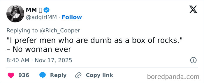 Screenshot of a Twitter reply mocking a man bashing a woman’s PhD, sparking a viral celebration of women’s success. Screenshot of a Twitter reply mocking a man bashing a woman’s PhD, sparking a viral celebration of women’s success.