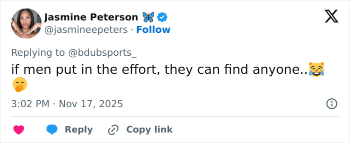 Screenshot of a social media reply comment about the stunning woman identified after the Georgia-Texas game. Screenshot of a social media reply comment about the stunning woman identified after the Georgia-Texas game.