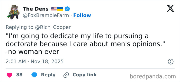 Tweet text criticizing men bashing women’s PhD, highlighting internet roasting and celebrating women’s success online. Tweet text criticizing men bashing women’s PhD, highlighting internet roasting and celebrating women’s success online.