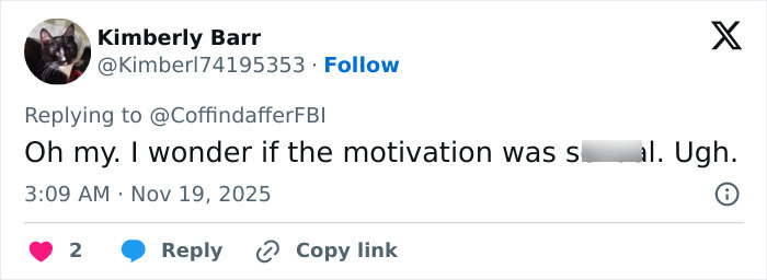 Screenshot of a Twitter reply expressing shock about the father of teen slain on cruise allegedly involved with babysitter. Screenshot of a Twitter reply expressing shock about the father of teen slain on cruise allegedly involved with babysitter.