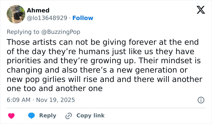 Tweet discussing artists' changing priorities amid Ariana Grande's cryptic last hurrah announcement leaving fans heartbroken. Tweet discussing artists' changing priorities amid Ariana Grande's cryptic last hurrah announcement leaving fans heartbroken.