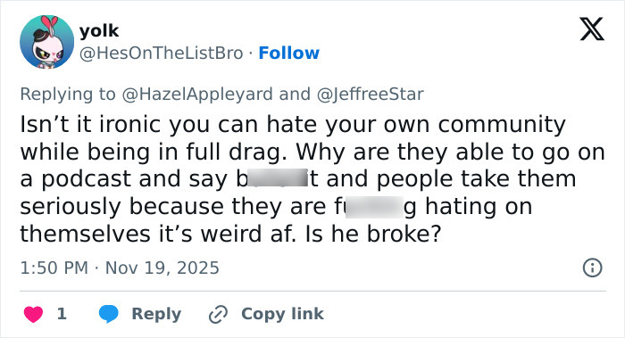 Tweet criticizing makeup icon Jeffree Star for controversial views on pro-trans parents, sparking severe backlash online. Tweet criticizing makeup icon Jeffree Star for controversial views on pro-trans parents, sparking severe backlash online.
