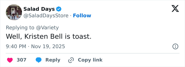 Screenshot of a tweet reacting to Kristen Bell sparking outrage after joining Fox Faith Project. Screenshot of a tweet reacting to Kristen Bell sparking outrage after joining Fox Faith Project.