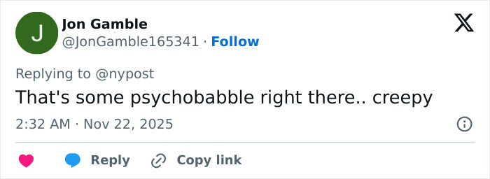 Twitter reply from user Jon Gamble commenting on a topic described as creepy related to Hollywood’s hidden age rule for women.