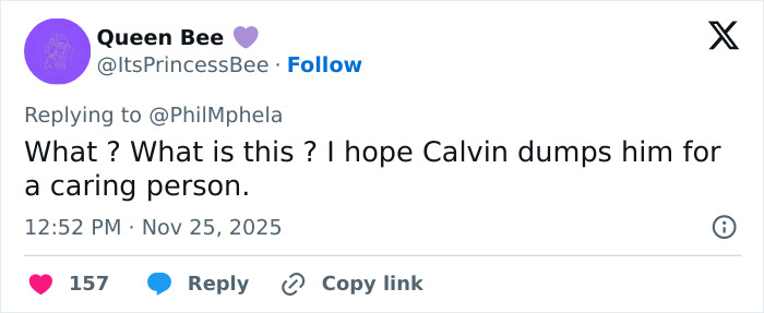 Tweet from user Queen Bee reacting to Calvin Klein and boyfriend, discussing public backlash and relationship criticism online. Tweet from user Queen Bee reacting to Calvin Klein and boyfriend, discussing public backlash and relationship criticism online.