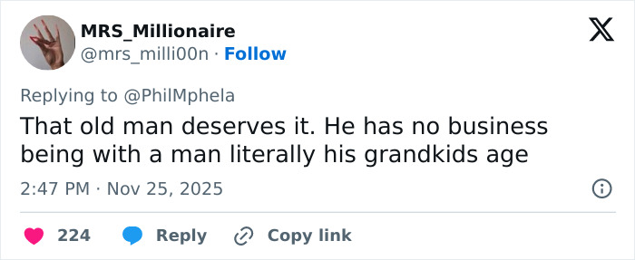 Tweet criticizing Calvin Klein’s boyfriend, 36, for his reaction after Calvin Klein, 83, stumbles in public. Tweet criticizing Calvin Klein’s boyfriend, 36, for his reaction after Calvin Klein, 83, stumbles in public.