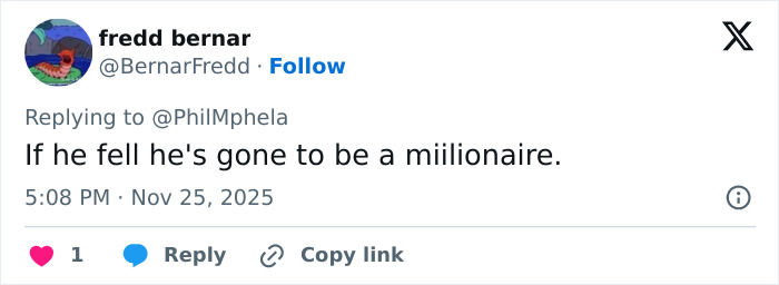 Screenshot of a tweet responding to Calvin Klein, 83, stumbling, with reactions to her boyfriend's response. Screenshot of a tweet responding to Calvin Klein, 83, stumbling, with reactions to her boyfriend's response.