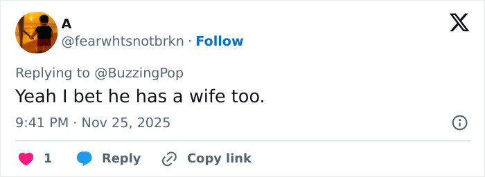 Screenshot of a social media reply discussing Ariana Grande and Jonathan Bailey amid home wrecking controversy. Screenshot of a social media reply discussing Ariana Grande and Jonathan Bailey amid home wrecking controversy.