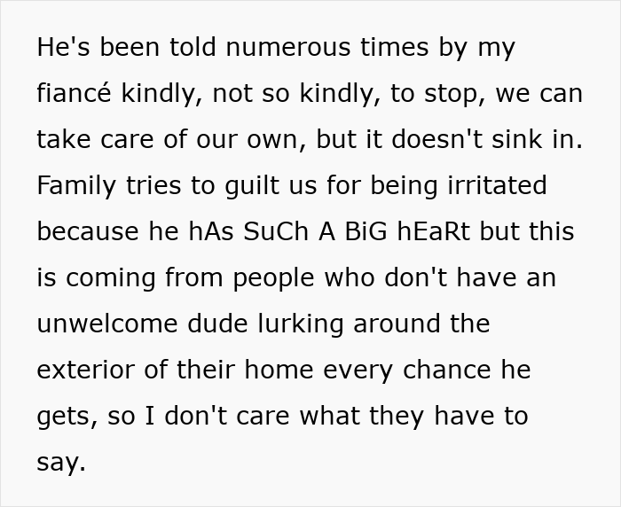 Text about a neighbor repeatedly bothering a couple despite requests to stop, leading to tension and revenge with a car panic alarm. Text about a neighbor repeatedly bothering a couple despite requests to stop, leading to tension and revenge with a car panic alarm.