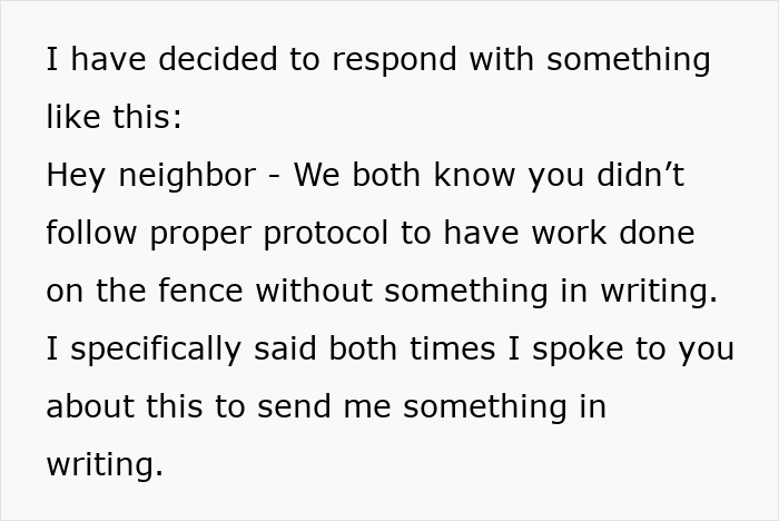 Text conversation showing a man refusing to pay after neighbor replaces rotten fence without any agreement. Text conversation showing a man refusing to pay after neighbor replaces rotten fence without any agreement.