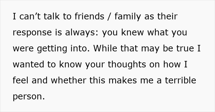 Text expressing regret about feeling stuck parenting man’s four kids every weekend and seeking others’ thoughts. Text expressing regret about feeling stuck parenting man’s four kids every weekend and seeking others’ thoughts.
