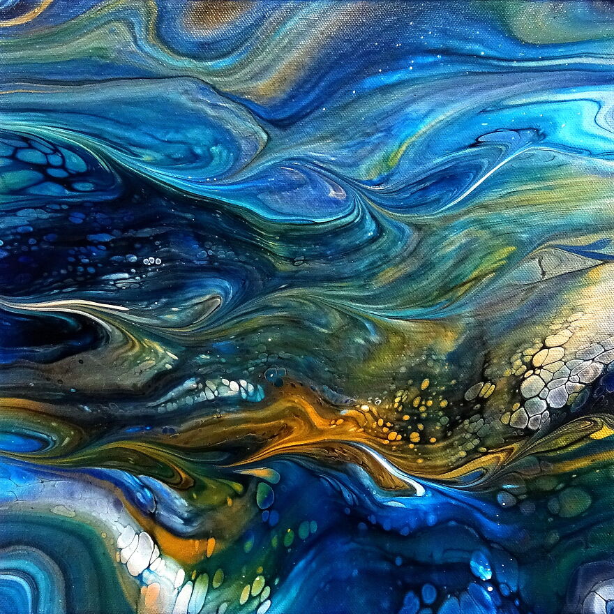 Dreamy Blues & Gold Acrylic Pour Painting | Intuitive Fluid Art & Letting Go Dreamy Blues & Gold Acrylic Pour Painting | Intuitive Fluid Art & Letting Go