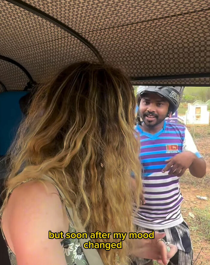 Woman revealing disturbing truth about solo traveling, interacting with a local man inside a vehicle during daytime. Woman revealing disturbing truth about solo traveling, interacting with a local man inside a vehicle during daytime.
