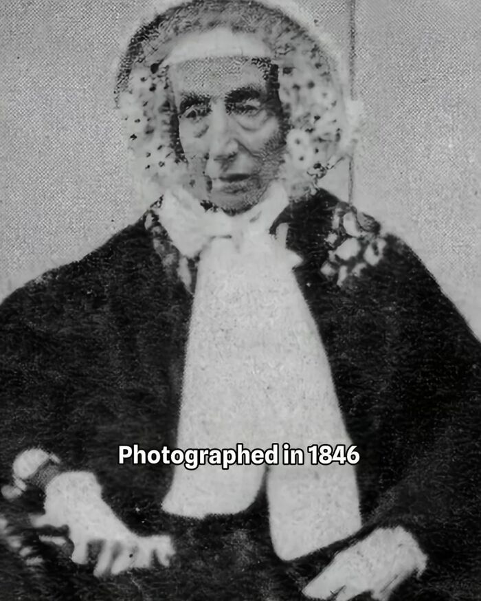 Elderly person from the 1700s dressed in period clothing, photographed in 1846, representing early long-lived photography subjects Elderly person from the 1700s dressed in period clothing, photographed in 1846, representing early long-lived photography subjects