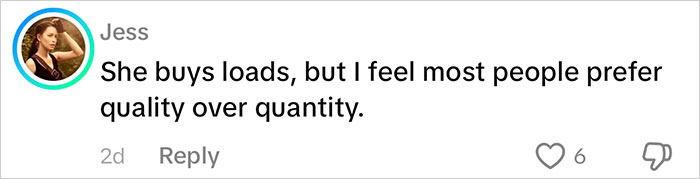 Online comment from Jess debating mom going viral for insane amount of gifts for her kids and consumerism backlash.