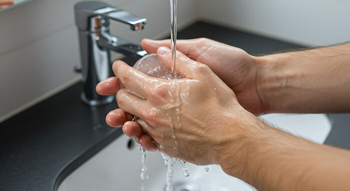 Person washing hands with soap under running water, symbolizing lessons learned and never making the same mistake again.
