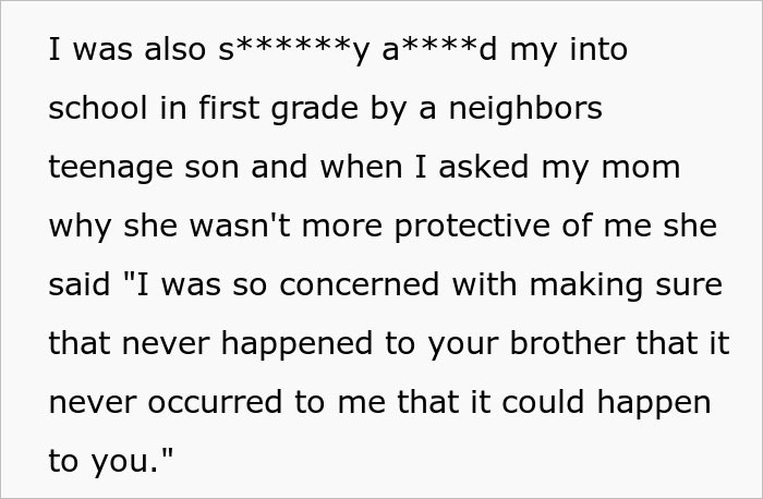 Text excerpt discussing entitled parents treating autistic brother as a golden child while ignoring his creepy behavior.