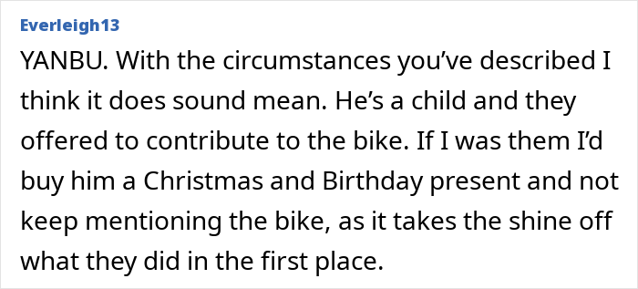 Comment discussing grandparents combining birthday and Christmas gift and concerns about the mom feeling scammed. Comment discussing grandparents combining birthday and Christmas gift and concerns about the mom feeling scammed.