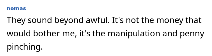 Comment expressing frustration over manipulation and penny pinching related to grandparents combining birthday and Christmas gift. Comment expressing frustration over manipulation and penny pinching related to grandparents combining birthday and Christmas gift.