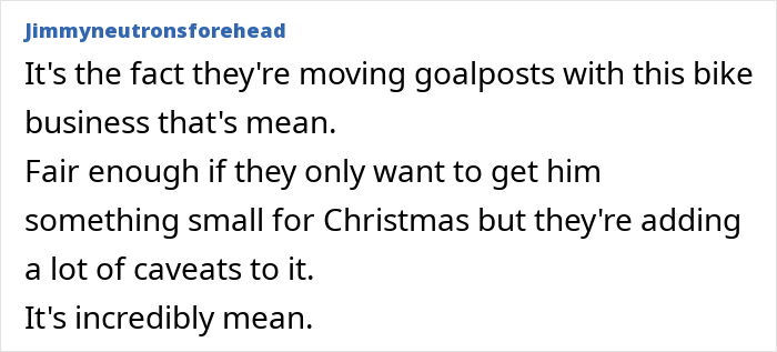 Alt text: Comment discussing grandparents combining birthday and Christmas gifts, making the mom feel scammed and disappointed. Alt text: Comment discussing grandparents combining birthday and Christmas gifts, making the mom feel scammed and disappointed.