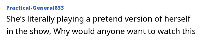 Text comment on a white background discussing a pretend version of herself, related to the painful All's Fair premiere with Kim Kardashian. Text comment on a white background discussing a pretend version of herself, related to the painful All's Fair premiere with Kim Kardashian.