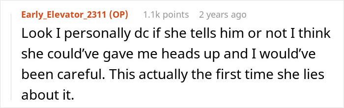 Reddit comment discussing tension after a woman exposes her friend’s secret to her husband, affecting their friendship.