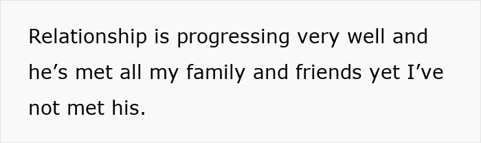Text on white background stating concerns about relationship progress and meeting boyfriend's family, reflecting uneasy sleeping arrangements.